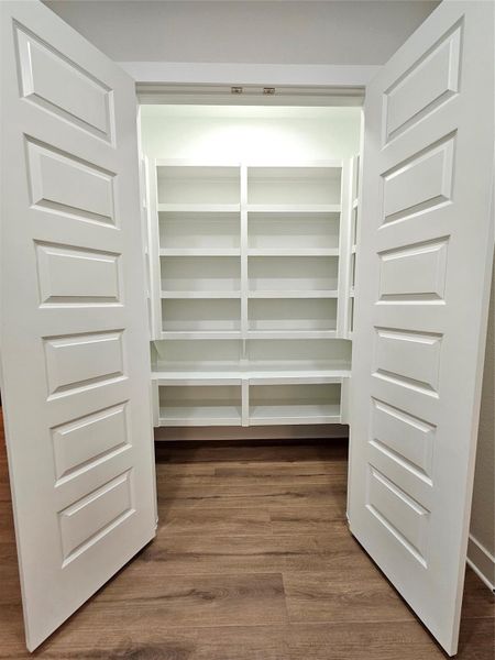 Expansive pantry in the second kitchen, perfect for ample storage. Expansive pantry in the second kitchen, perfect for ample storage.