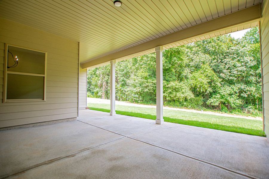 Exterior details and patio area of a home in WOODMONT RESERVE, Roopville (Image 34).