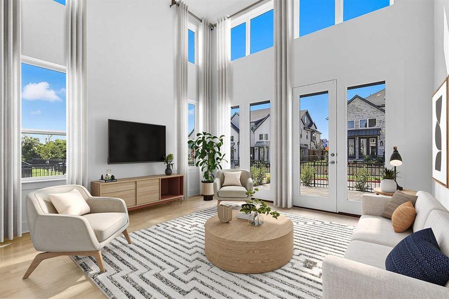 Furnished interior view inside a new home in Walsh: Townhomes - The Patios, Aledo (Image 11). Furnished interior view inside a new home in Walsh: Townhomes - The Patios, Aledo (Image 11).