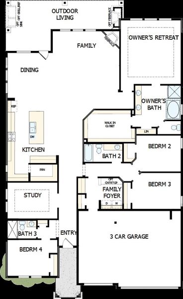 2D floor plan layout of this home in La Cima, San Marcos, TX (Image 5).