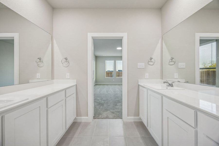 Primary Bathroom in the Wimbledon home plan by Trophy Signature Homes – REPRESENTATIVE PHOTO