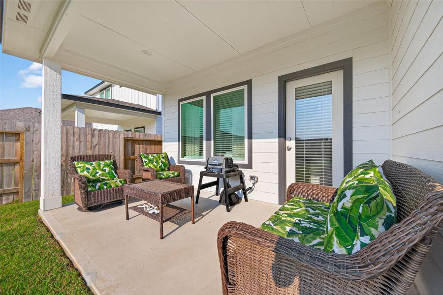 Exterior details and patio area of a home in Mavera, Conroe (Image 26). Exterior details and patio area of a home in Mavera, Conroe (Image 26).