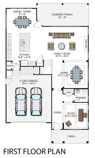 2D floor plan layout for the Augusta by Greybrook Homes in Edmunds Farm, Clover, SC (Image 5).