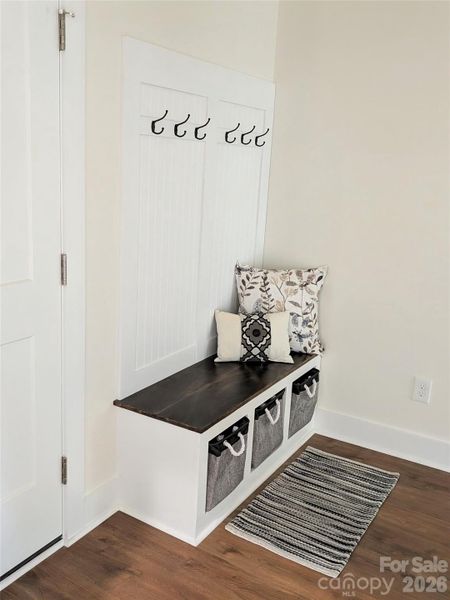 Drop zone and garage entry door. Drop zone and garage entry door.