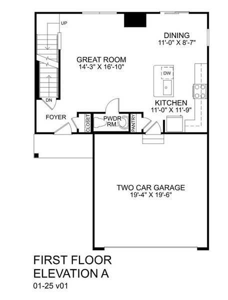 2D floor plan layout for the Iris by Ryan Homes in Sterling Oaks Two-Story Homes, Ash, NC (Image 2).