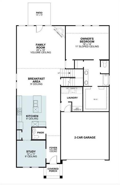 2D floor plan layout of this home in Vintage Village, Argyle, TX (Image 2).