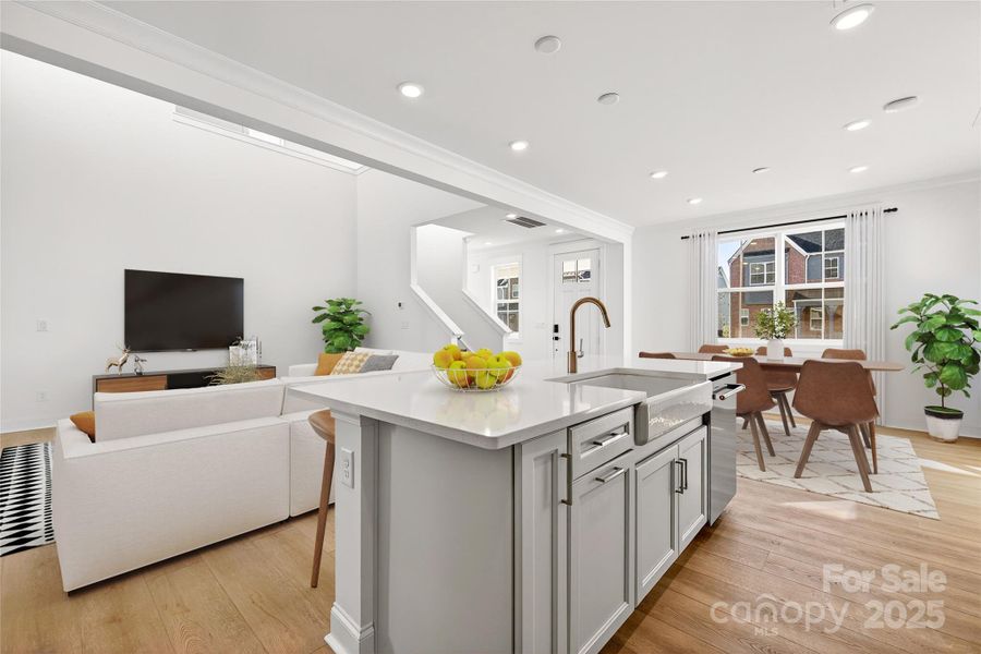 Virtually Staged Kitchen and Great Room