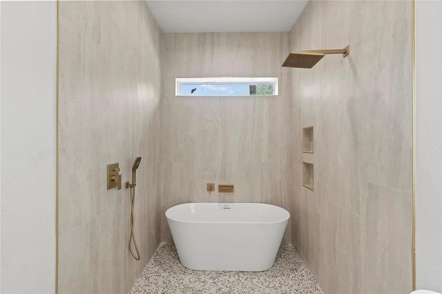 Bathroom with tile walls