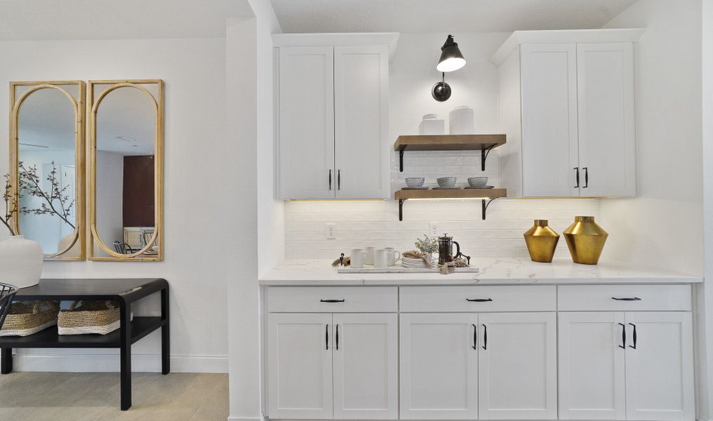 Floating shelves with matte black lighting Floating shelves with matte black lighting