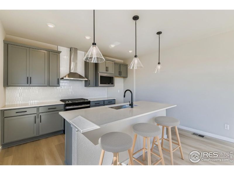 Sleek counters and modern finishes