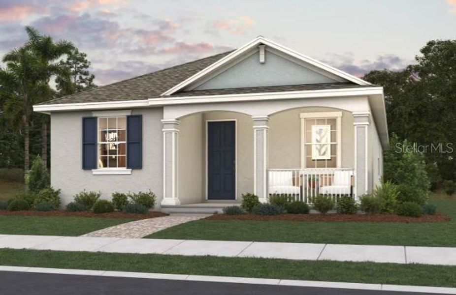 Front exterior of a new home in Hamlin Meadows, Winter Garden, FL, highlighting curb appeal (Image 1). Front exterior of a new home in Hamlin Meadows, Winter Garden, FL, highlighting curb appeal (Image 1).
