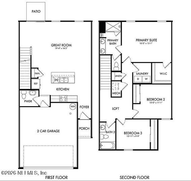2D floor plan layout of this home in The District at Oakleaf - The Grove, Middleburg, FL (Image 3).