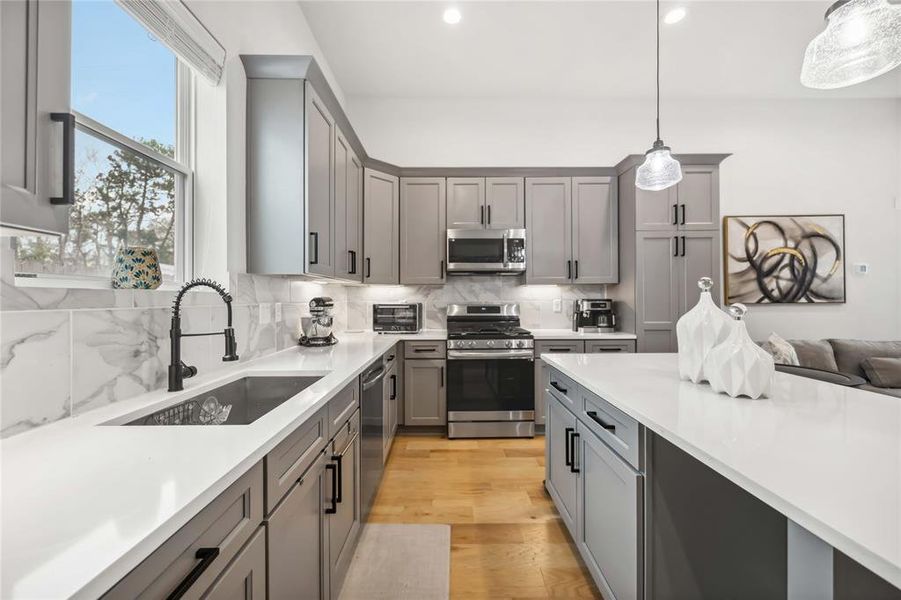 Lots of storage in this modern kitchen.