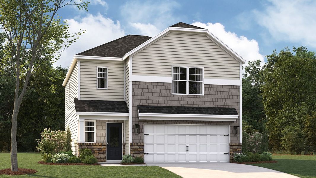Front exterior of a new home in Millstone Village, Morristown, TN, highlighting curb appeal (Image 1).