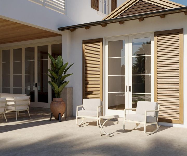 Exterior details and patio area of a home in , Palm Beach (Image 3). Exterior details and patio area of a home in , Palm Beach (Image 3).