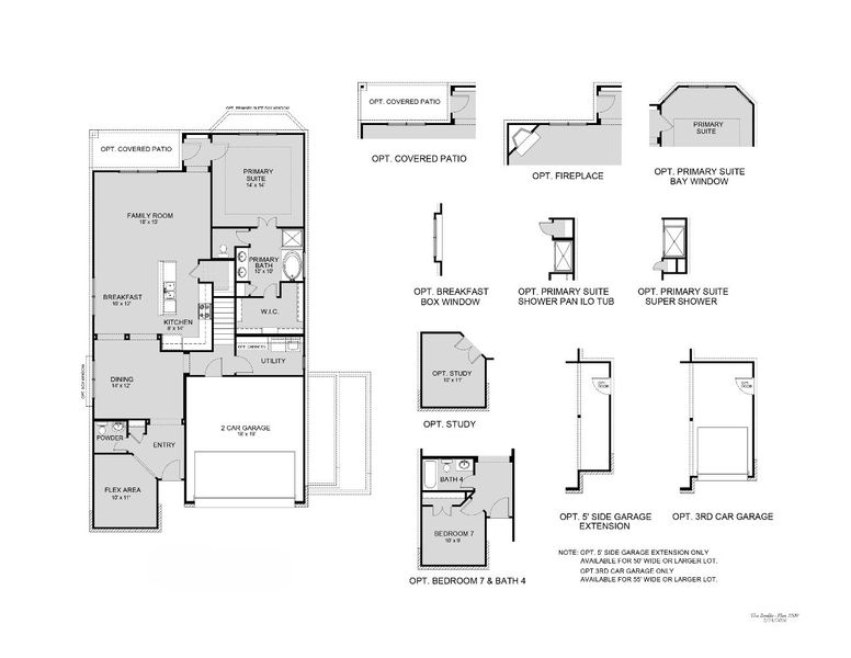 2D floor plan layout for the The Emilia by Legend Homes in Rocky Creek Crossing, Crowley, TX (Image 4).
