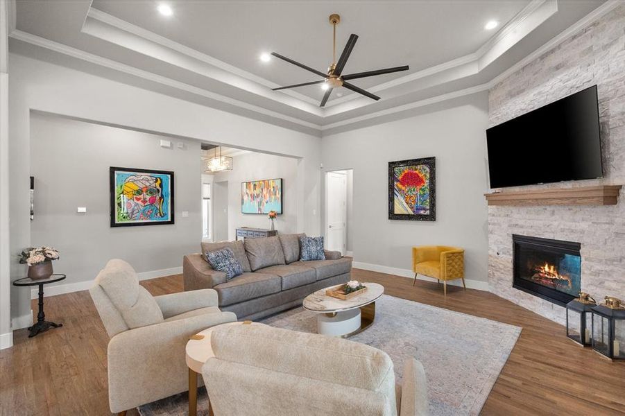 Living room with gas fireplace