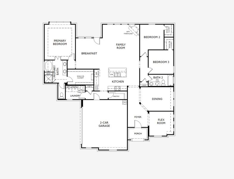 2D floor plan layout of this home in Massey Meadows, Midlothian, TX (Image 2).