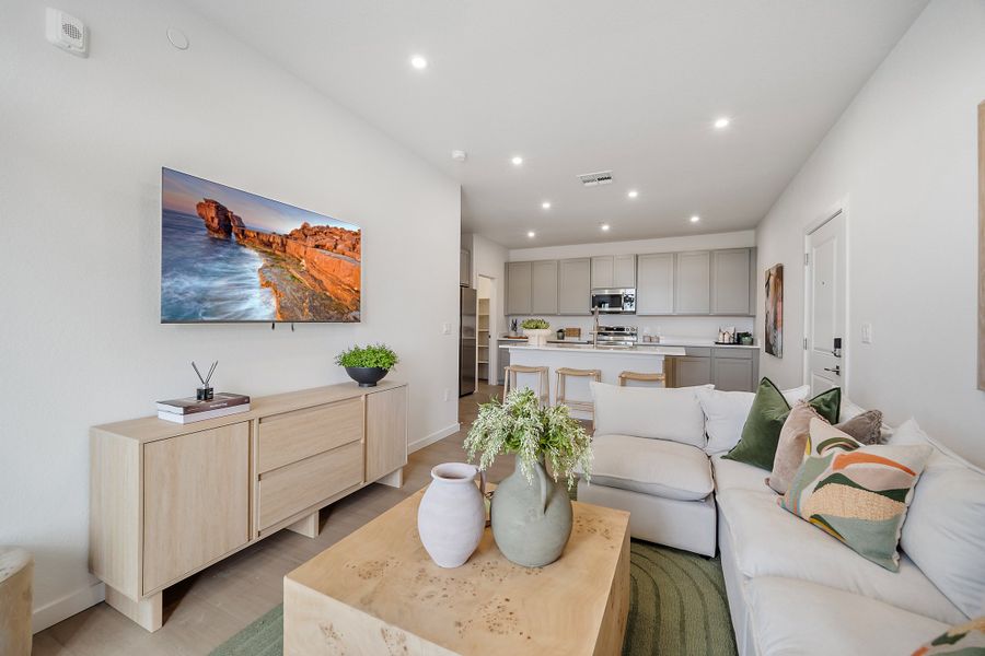Furnished interior view inside a new home in Lyric at RidgeGate Condos, Lone Tree (Image 15).