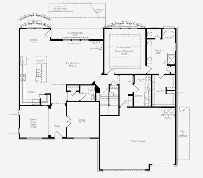 2D floor plan layout for the Llano by Scott Felder Homes in Blackhawk, Pflugerville, TX (Image 6).