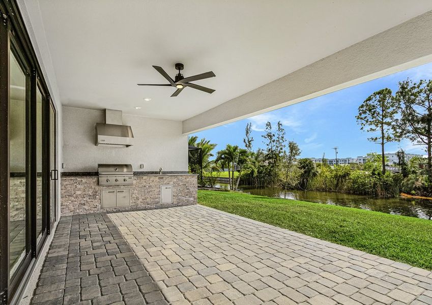 Covered outdoor kitchen.