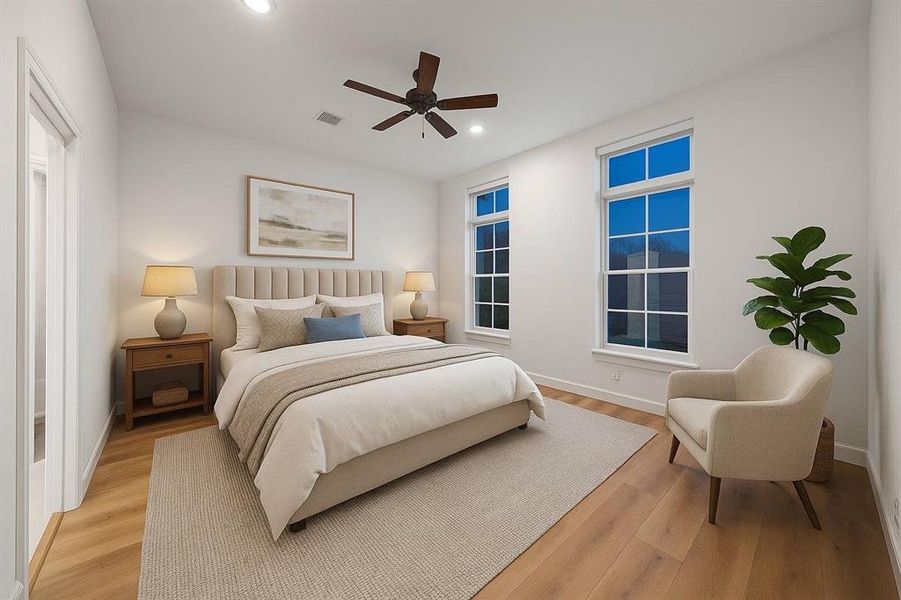 All bedroom floors finished with high end vinyl flooring. Both secondary bedrooms have their own full bathroom. All bedroom floors finished with high end vinyl flooring. Both secondary bedrooms have their own full bathroom.