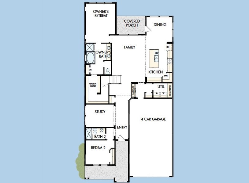 2D floor plan layout for the The Primrose by David Weekley Homes in Headwaters 50' - Executive Series, Dripping Springs, TX (Image 4).