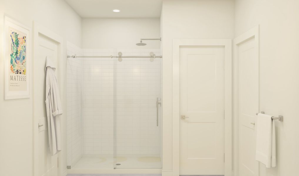 Primary bath glass shower enclosure