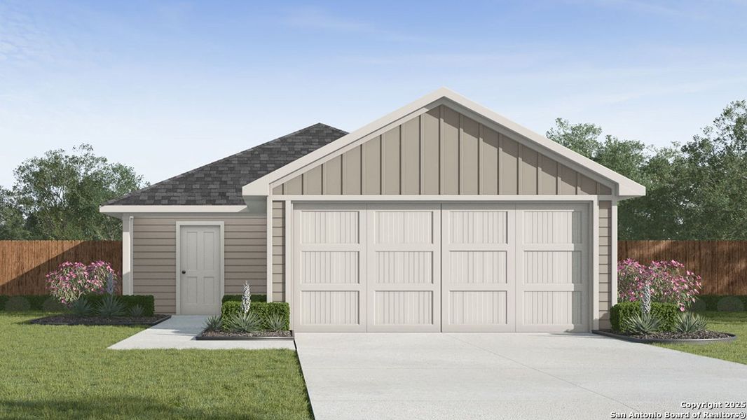 Front exterior of a new home in Riverstone at Westpointe, San Antonio, TX, highlighting curb appeal (Image 1).