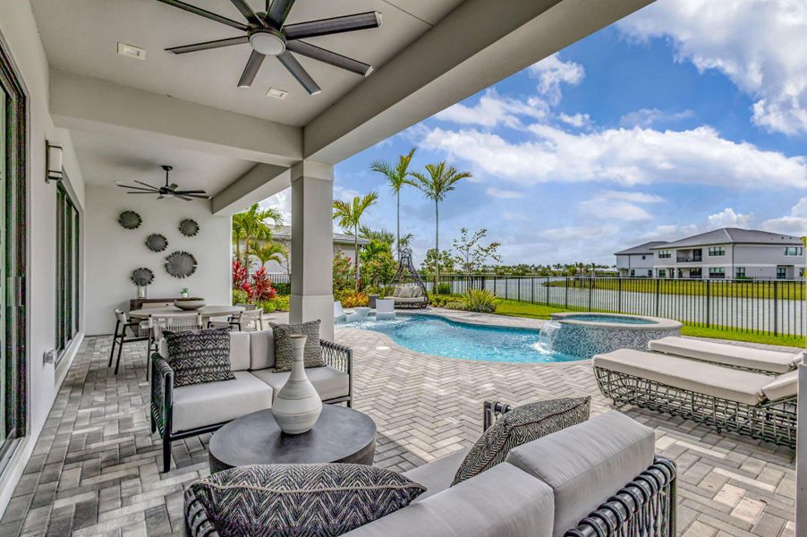 Exterior details and patio area of a home in Apex at Avenir, Palm Beach Gardens (Image 23).