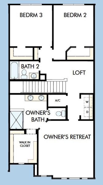 2D floor plan layout for the The Seawater by David Weekley Homes in Persimmon Place - Townhomes, Wesley Chapel, FL (Image 4).