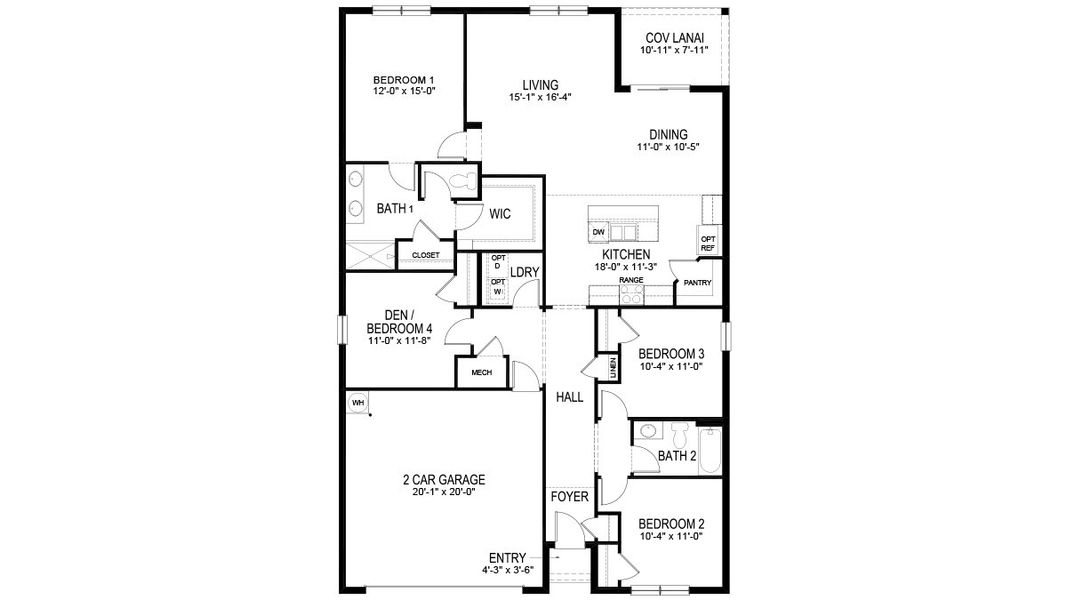 2D floor plan layout of this home in Coral Bay - Express & Tradition, North Fort Myers, FL (Image 2). 2D floor plan layout of this home in Coral Bay - Express & Tradition, North Fort Myers, FL (Image 2).