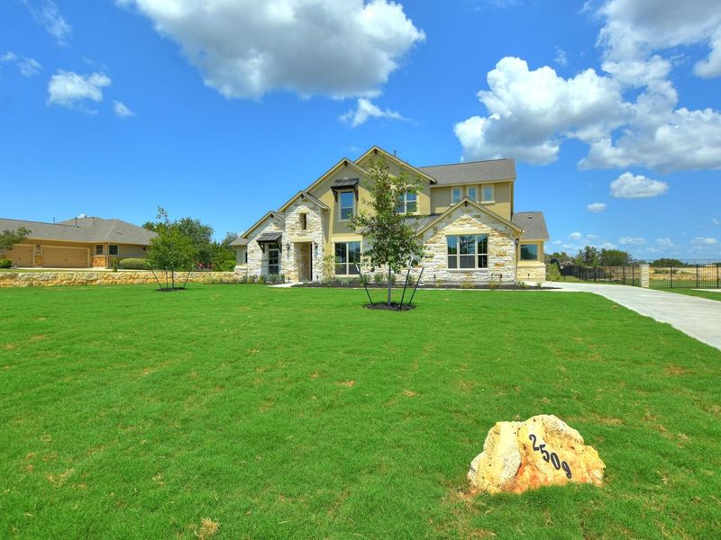 Representative exterior photo of a completed home built from the Madera II by Giddens Homes in Scofield Farms Estates, Georgetown, TX (Image 41).