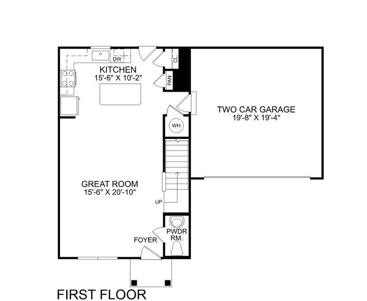 2D floor plan layout for the Birch by Ryan Homes in Somerset, Santee, SC (Image 2).