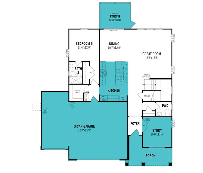2D floor plan layout of this home in The Preserve At Reedy Creek, Benson, NC (Image 3).