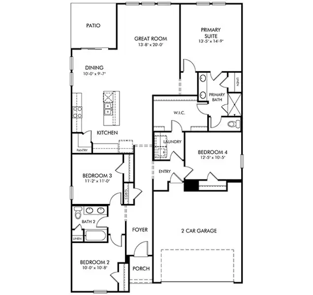 2D floor plan layout of this home in Chatham Forest, Duncan, SC (Image 2).