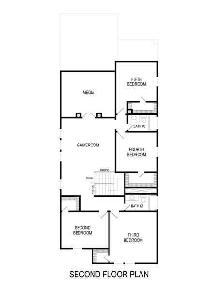 2D floor plan layout for the Hunt F by First Texas Homes in The Villages of Hurricane Creek, Anna, TX (Image 5).