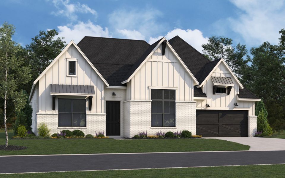 Representative exterior photo of a completed home built from the 5551 by Tradition Homes in Mustang Lakes, McKinney, TX (Image 23).