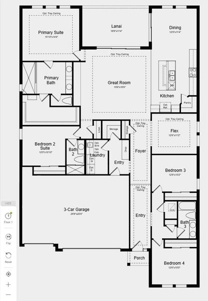 2D floor plan layout for the Bainbridge by Taylor Morrison in Windward Preserve, Cocoa, FL (Image 3).