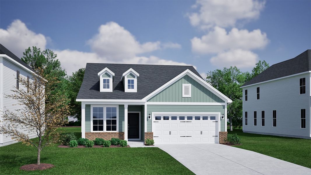 Representative exterior photo of a completed home built from the Adler - Vanguard Collection by Mungo Homes in Ovation at Sweetbrier, Durham, NC (Image 6).