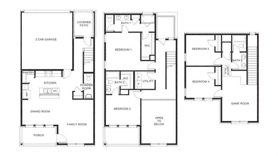 2D floor plan layout of this home in The Avenue, Allen, TX (Image 3).