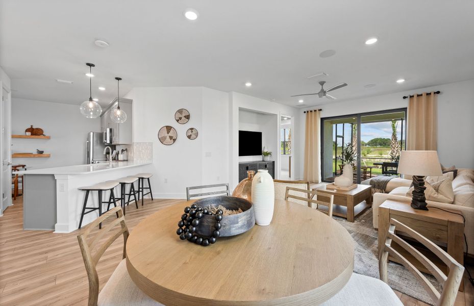 Café dining area located off kitchen