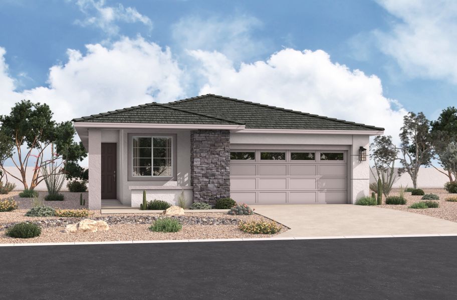 Representative exterior photo of a completed home built from the Pinehurst by Beazer Homes in Marbella at Windrose, Waddell, AZ (Image 20).