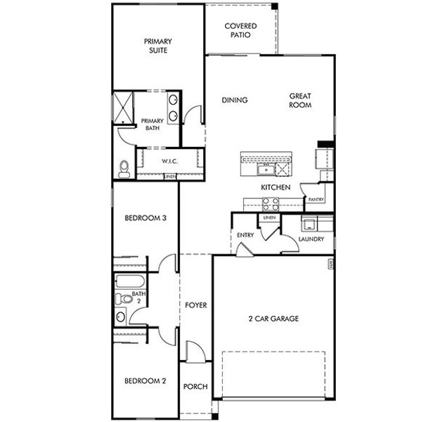 2D floor plan layout of this home in Alamar at Rocking K, Tucson, AZ (Image 2).