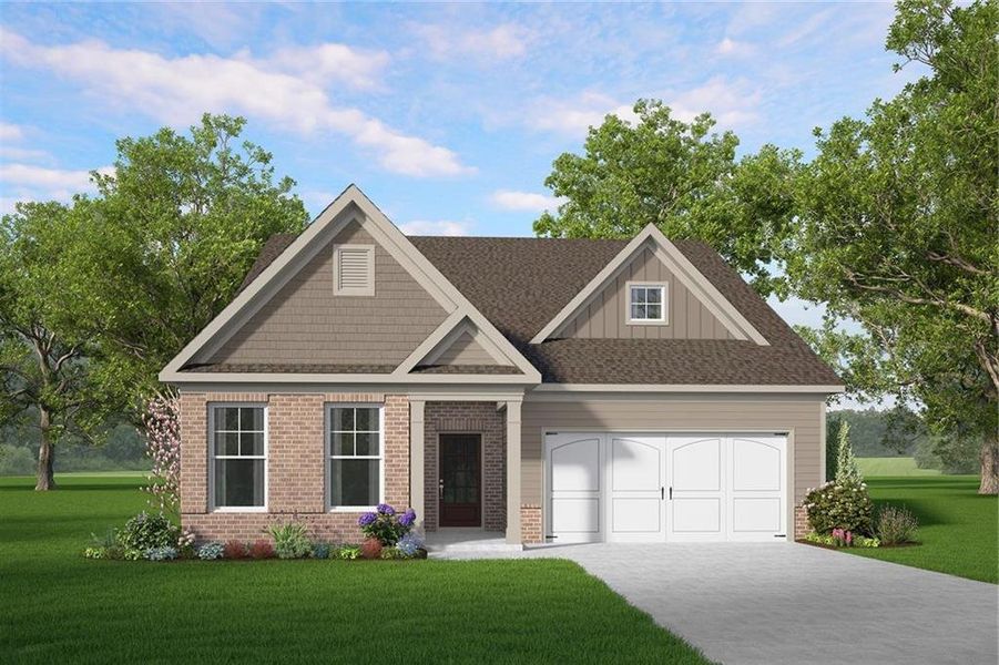 Front exterior of a new home in Cooper's Walk, Loganville, GA, highlighting curb appeal (Image 1). Front exterior of a new home in Cooper's Walk, Loganville, GA, highlighting curb appeal (Image 1).
