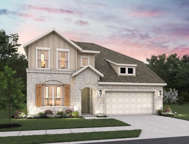 Representative exterior photo of a completed home built from the Katy by Ashton Woods in Megan's Landing 50's, Castroville, TX (Image 22). Representative exterior photo of a completed home built from the Katy by Ashton Woods in Megan's Landing 50's, Castroville, TX (Image 22).