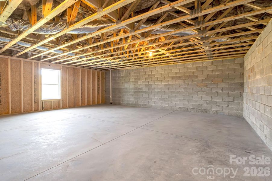 Expansive unfinished basement