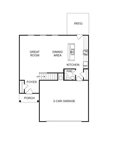 2D floor plan layout of this home in The Retreat at Browns Ridge, Newnan, GA (Image 2).