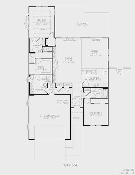 2D floor plan layout of this home in The Courtyards at Oak Grove, Durham, NC (Image 26).