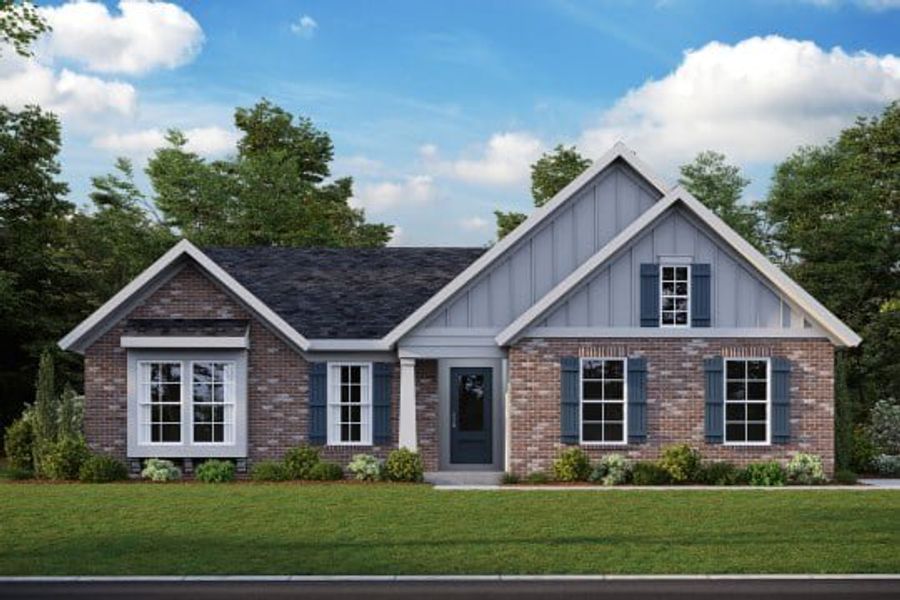 Representative exterior photo of a completed home built from the Calvin by Fischer Homes in Pickens Bluff, Hiram, GA (Image 7).